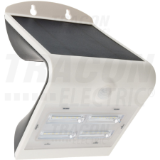 TRACON Napelemes LED fali világítótest mozgásérzékelővel, fehér 3,2 W, 4000 K, 400 lm, IP65, 3,7 V, 2 Ah kültéri világítás
