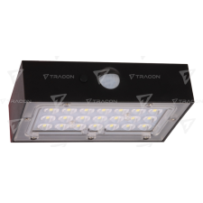 TRACON Napelemes LED fali világítótest mozgásérzékelővel, fekete  3W, 4000K, 350 lm, IP65, 3,7 V, 1,2Ah kültéri világítás