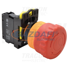 TRACON NYG3-ETR Vészgomb, reteszelt, piros 1×NC, 5A/230V AC-15, 40mm, IP65 villanyszerelés