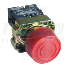 TRACON NYGBP42P Gumiburkolatos nyomógomb, fémalapra szerelt, piros 1×NC, 3A/240V AC, IP42 villanyszerelés