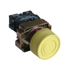TRACON NYGBP51S Gumiburkolatos nyomógomb, fémalapra szerelt, sárga 1×NO, 3A/240V AC, IP55 villanyszerelés
