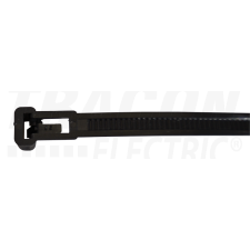 TRACON Nyitható kábelkötegelő, fekete350×8mm, D=10-100mm, PA 6.6 villanyszerelés