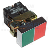 TRACON NYKK8325T Tokozott kettős BE-KI nyomógomb, fémalap, zöld+piros 1×NC+1×NO, 3A/400V AC, IP44