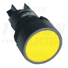 TRACON Nyomógomb, műanyag testű, sárga1×NO, 0,4A/400V AC, IP42, d=22mm villanyszerelés