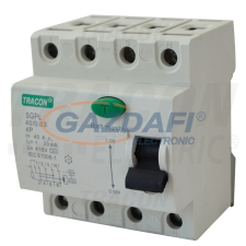 TRACON RB4-63500 Áram-védőkapcsoló, 4 pólusú 63A, 500mA, 4,5 kA, 4P villanyszerelés