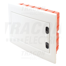 TRACON Süllyesztett elosztódoboz, fehér-sík ajtóval, NPE nélkül villanyszerelés