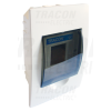TRACON Süllyesztett elosztódoboz, füstszínű ajtóval, N/PE sínnel1×4 modul, IP40, (H×W×D=200×112×66mm)