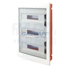 TRACON Süllyesztett elosztódoboz, füstszínű-sík ajtóval,N/PE sínnel villanyszerelés