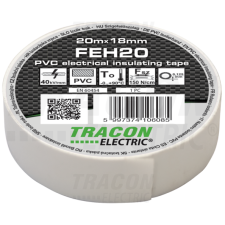 TRACON Szigetelőszalag, fehér20m×18mm, PVC, 0-90°C, 40kV/mm villanyszerelés