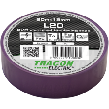 TRACON Szigetelőszalag, lila20m×18mm, PVC, 0-90°C, 40kV/mm villanyszerelés