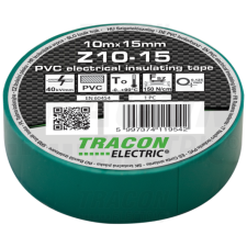 TRACON Szigetelőszalag, zöld10m×15mm, PVC, 0-90°C, 40kV/mm villanyszerelés