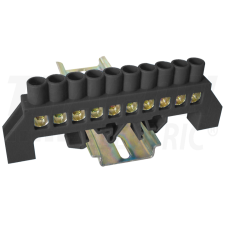 TRACON Szigetelt földelősín (N/PE), fekete230/400VAC, 100A, 8×12mm, 10P, IP20 villanyszerelés