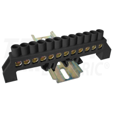 TRACON Szigetelt földelősín (N/PE), fekete230/400VAC, 100A, 8×12mm, 12P, IP20 villanyszerelés