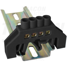 TRACON Szigetelt földelősín (N/PE), fekete230/400VAC, 63A, 6×9mm, 4P, IP20 villanyszerelés
