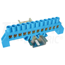 TRACON Szigetelt földelősín (N/PE), kék230/400VAC, 100A, 8×12mm, 12P, IP20 villanyszerelés