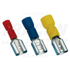 TRACON Szigetelt rátolható csatlakozó hüvely 2,8×0,5mm, 1,5mm2, sárgaréz, piros villanyszerelés