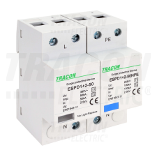 TRACON T1+T2 AC típusú túlfeszültség levezető, egybeépített 1+1P 50kA 385V villanyszerelés
