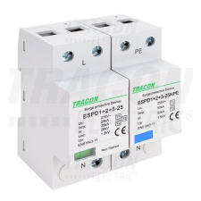TRACON T1+T2+T3 AC típusú túlfeszültség levezető, egybeépített 1+1P 25kA 275V villanyszerelés