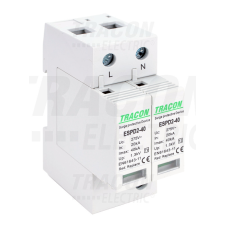 TRACON T2 AC típusú túlfeszültség levezető, cserélhető betéttel 2P 40kA 275V villanyszerelés