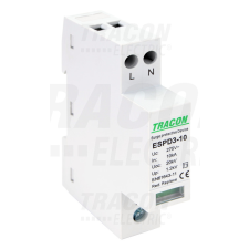 TRACON T3 AC típusú túlfeszültség levezető, egybeépített 2P 10kA 275V villanyszerelés