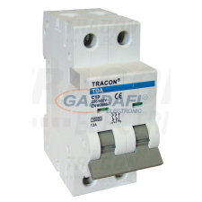 TRACON TDA-2B-32 Kismegszakító, 2 pólus, B karakterisztika 32A, B, 2P, 10kA villanyszerelés