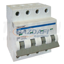 TRACON TDA-4B-40 Kismegszakító, 4 pólus, B karakterisztika 40A, B, 4P, 10kA villanyszerelés