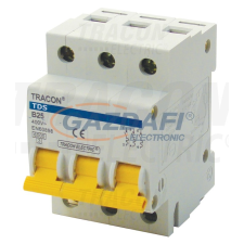 TRACON TDS-3B-25 Kismegszakító, színes karral, 3 pólus, B karakterisztika 25A, 6kA villanyszerelés