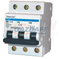 TRACON TDZ-3D-2 Kismegszakító, 3 pólus, D karakterisztika 2A, 6kA villanyszerelés
