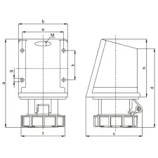 TRACON TICS-144 Felületre szerelhető ipari csatlakozóaljzat 125A, 400V, 3P+E, 6h, IP67 villanyszerelés