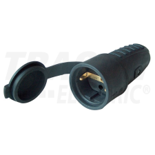 TRACON TICS-212G Csatlakozóaljzat oldalsó védőérintkezővel, gumi 16A, 250V, 2P+E, IP44 (SCHUKO) villanyszerelés