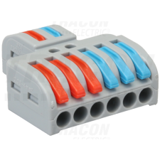 TRACON Többpólusú csavar nélküli vezetékösszekötő, nyitható0,5-4mm2, 32A, 400VAC 2P villanyszerelés
