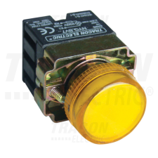 TRACON Tokozott jelzőlámpa, fémalap, sárga, előtéttel, izzó nélkül 3A/230V AC, IP44, NYGI130 villanyszerelés