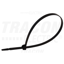 TRACON UV-álló fémnyelves kábelkötegelő, fekete208×3,6mm, D=2-50mm, PA6.6 villanyszerelés