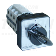 TRACON Választókapcsoló, 0-1-2400V, 50Hz, 125A, 2×4P, 30kW, 88×88mm, 60° villanyszerelés