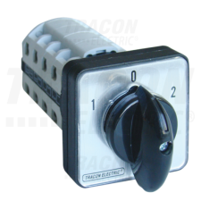 TRACON Választókapcsoló, 1-0-2400V, 50Hz, 32A, 2×4P, 11kW, 64×64mm, 60° villanyszerelés