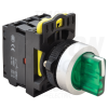 TRACON Világítókaros kapcsoló, zöld,LED, háromállású, rugóvissza1×NO+1×NC, 5A/230V AC-15, IP65, LED 230V AC/DC