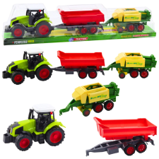 Traktor mezőgazdasági készlet pótkocsival és bálázóval autópálya és játékautó
