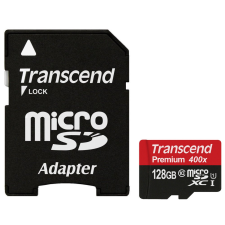 Transcend 128GB microSDXC Class10 UHS-I + adapterrel (TS128GUSDU1) memóriakártya