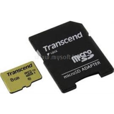 Transcend microSDHC 8GB CLASS 10 UHS-I (U1) memóriakártya + SD adapter  (TS8GUSD500S) memóriakártya