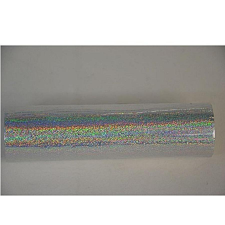 Transzfer és hőfólia tekercs, hologram szemcsés, ezüst. Mérete: 12x500 cm dekorációs kellék