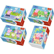 Trefl 4 Féle Mini Puzzle - Peppa Malac Boldog Napja, 54 Darabos (54169 TREFL) puzzle, kirakós