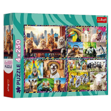 Trefl 4 x 250 db-os puzzle - Mókás állatok puzzle, kirakós