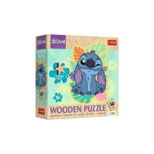Trefl 50 db-os Wooden Contour Fa Puzzle - Stitch (20281) puzzle, kirakós