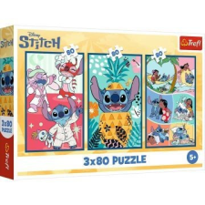 Trefl : Stitch világa - 3 x 80 darabos puzzle puzzle, kirakós