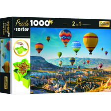 Trefl : színes hőlégballonok puzzle - 1000 darabos + szortírozó tálca puzzle, kirakós