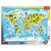 Trefl Világtérkép állatokkal 25 db-os keretes puzzle - Trefl