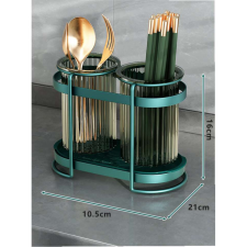  TRENDY'S evőeszköztartó, két tartállyal, zöld-fekete 10,5X21X16 CM papírárú, csomagoló és tárolóeszköz
