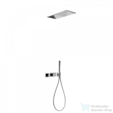 Tres Slim Exclusive Falsík alá építhető Termosztátos zuhanycsaptelep, kézizuhannyal, fejzuhannyal, fekete/króm 20725202NE csaptelep