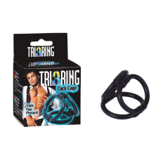 TRI RING COCK CAGE BLACK péniszgyűrű