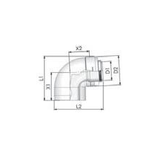 Tricox PPs/Alu könyök 80/125 mm, 87° hűtés, fűtés szerelvény